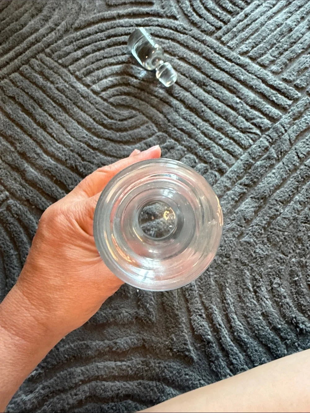 Clear Etched Glass Vase with Silver-Top Stopper
